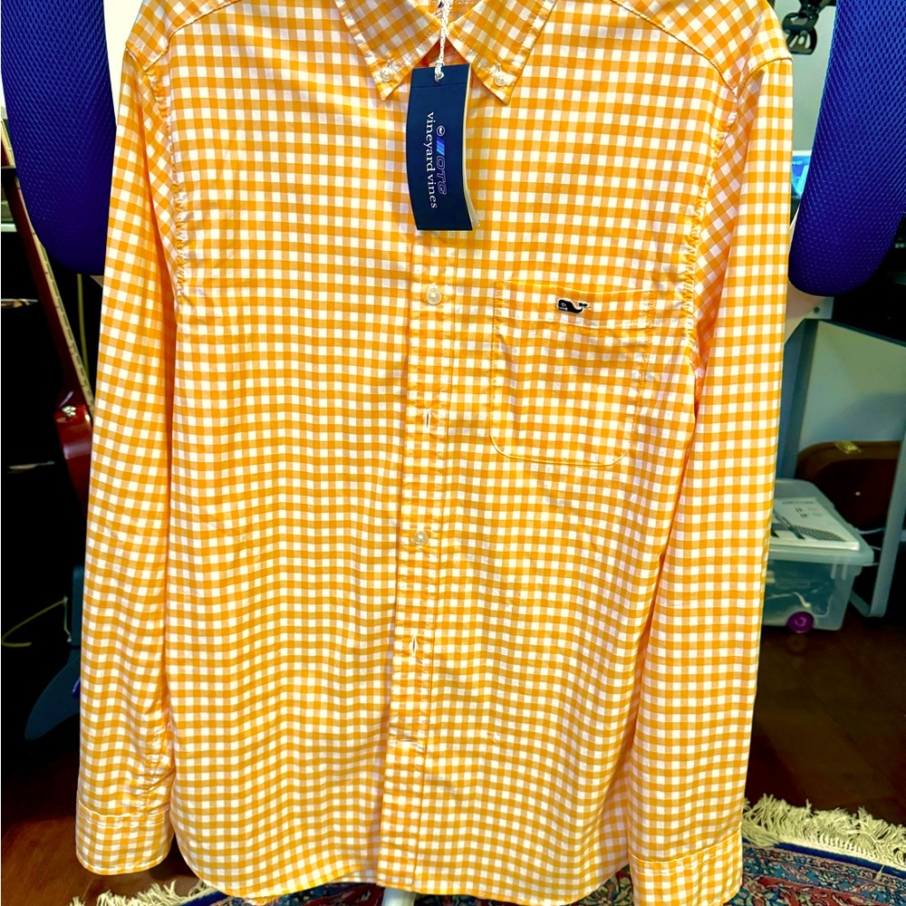 Vineyard Vines On the Go Performance Button Down Shirt Mens Large Gingham Plaid